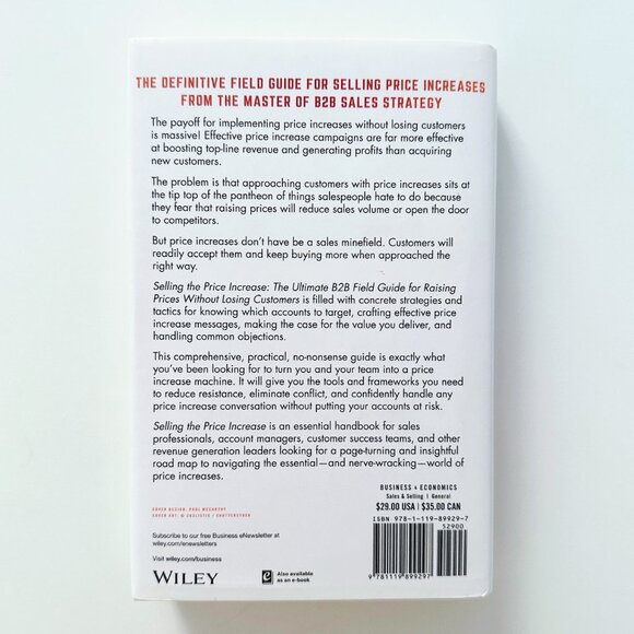 BUSINESS ECONOMICS SALES Hardcover: Selling the Price Increase by Jeb Blount EUC - Picture 2 of 3